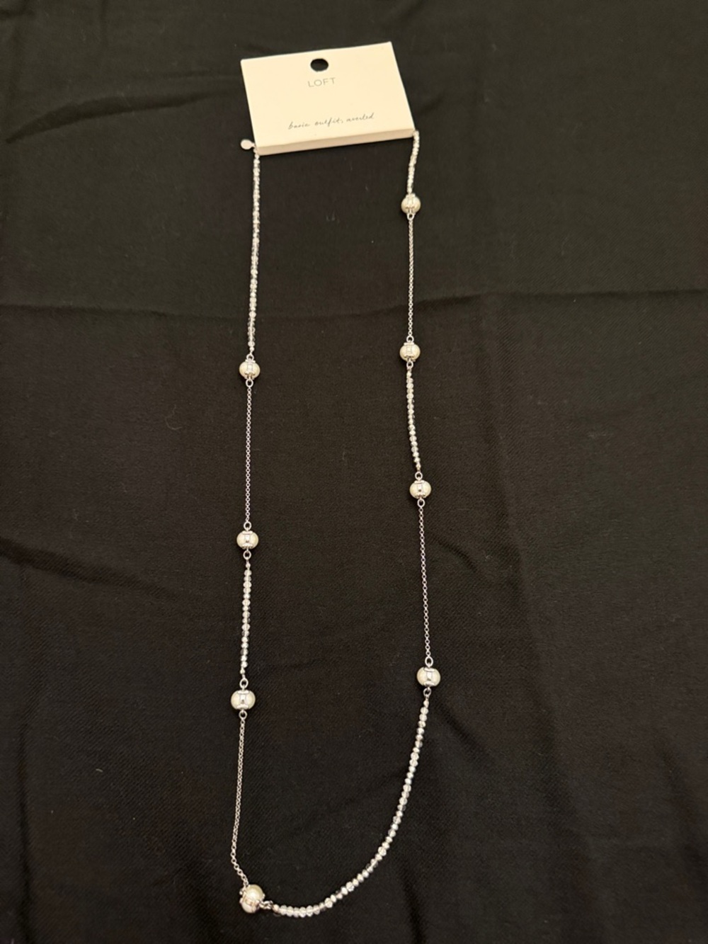 LOFT Silver Beaded Necklace